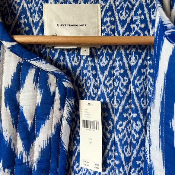 NWT Anthropologie Nora cobalt and white quilted ikat jacket size S - Picture 5 of 10